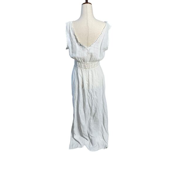 Terzo Millennio Italy White Lace Trim Maxi Dress Boho Cottagecore M Swim Cover - Picture 4 of 5